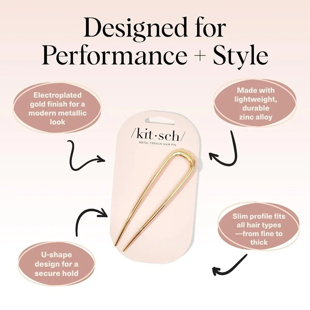French Hair Pins for Women – Elegant & Durable Metal Hair Fork for Updos, Chigno